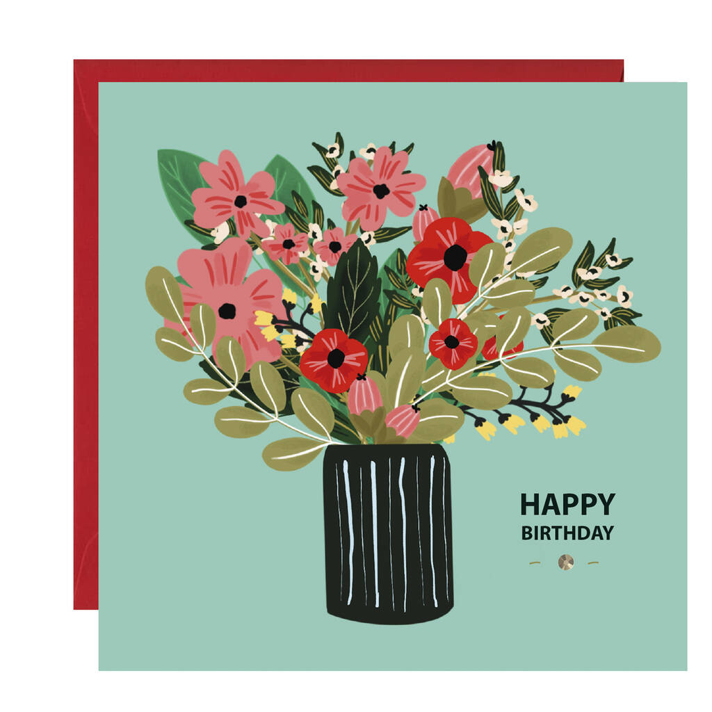 Happy Birthday Floral Bouquet Card By Lottie Simpson