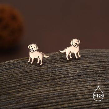 Sterling Silver Labrador Puppy Stud Earrings, 2 of 12