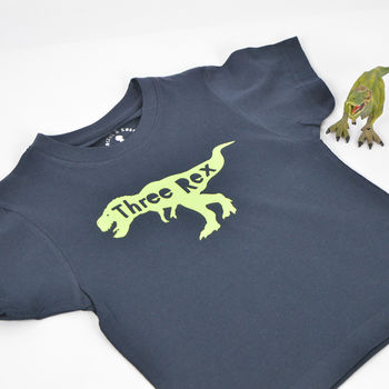 'Three Rex' Dinosaur Birthday T Shirt, 3 of 5