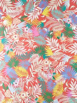 Six Sheets Of Tropical Wrapping Paper In Red, 2 of 2