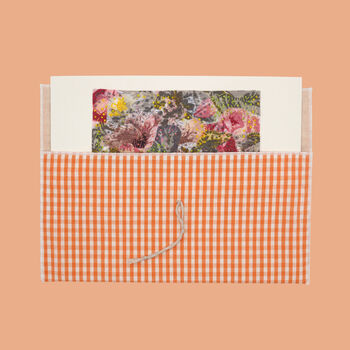 Reusable Organic Gingham Eco Envelope Tall | Tangerine, 4 of 5