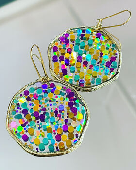 Super Sparkly Disco Earrings Hand Made Large, 4 of 8