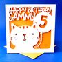 Cute Cat Personalised Kids Birthday Card, thumbnail 3 of 4