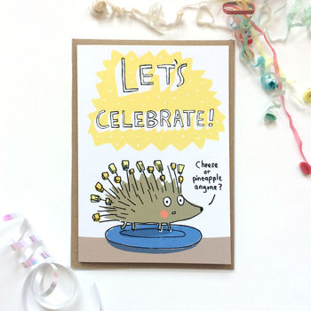 'Let's Celebrate' Hedgehog Greeting Card, 2 of 3
