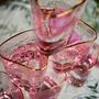 Pair Of Pink And Gold Rimmed Hammered Glasses, thumbnail 6 of 11