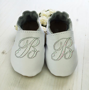 Personalised Iridescent Initial Christening Shoes, 2 of 8