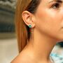 Heart Of Ocean Blue Sterling Silver Stud Earrings, thumbnail 3 of 4