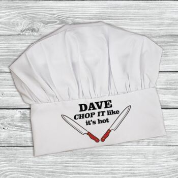 Personalised Chop It Like It's Hot Chef Hat, 3 of 3