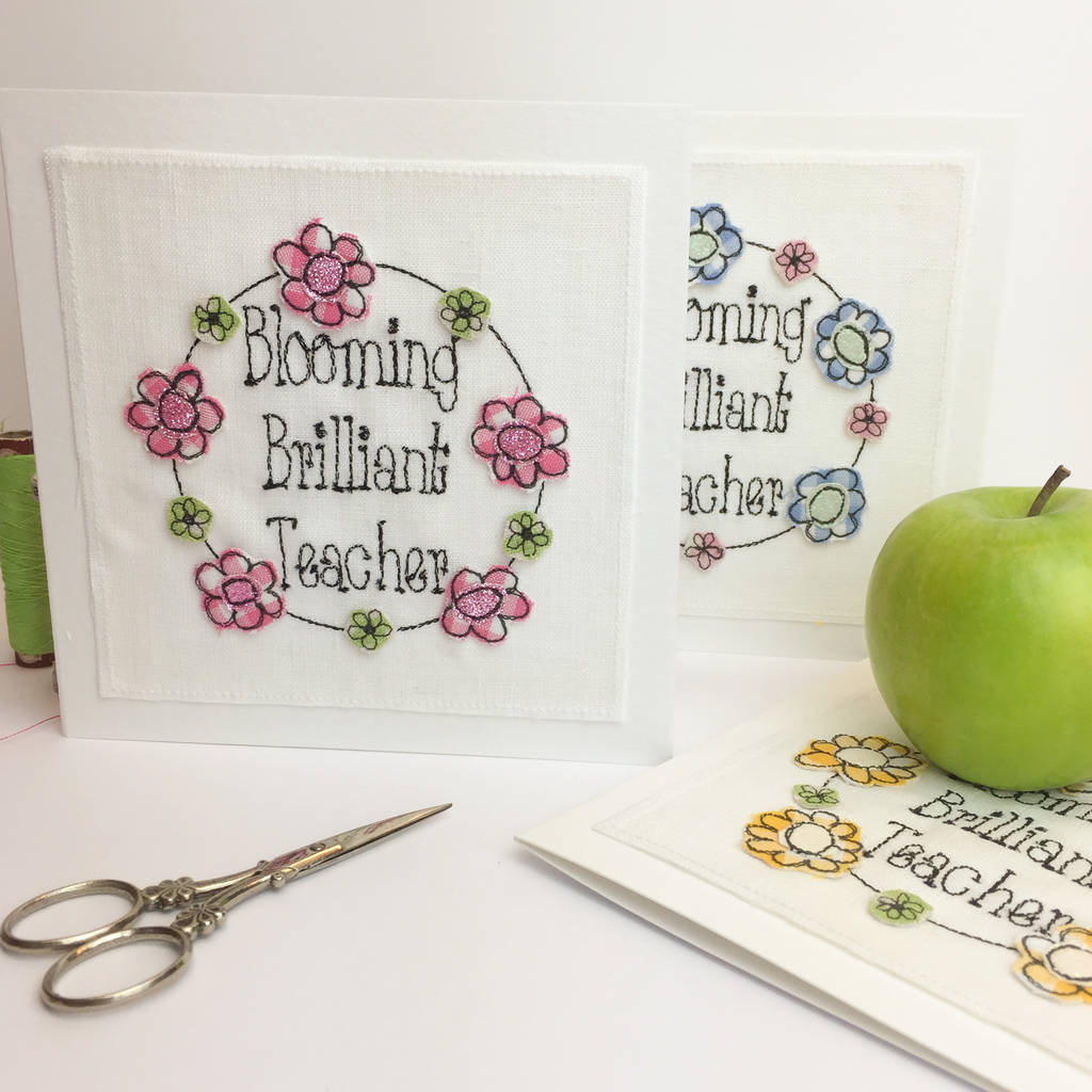 Blooming Brilliant Teacher Embroidered Card, 1 of 4