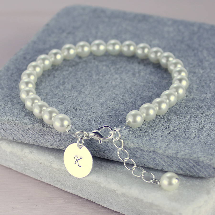 Personalised Pearl Disc Bracelet By Joy by Corrine Smith