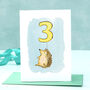 Hedgehog Third Birthday Card, thumbnail 1 of 9