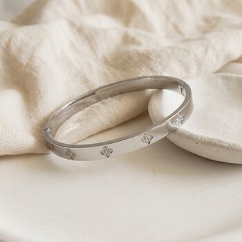 Clover Bangle Silver Non Tarnish Waterproof, 4 of 7