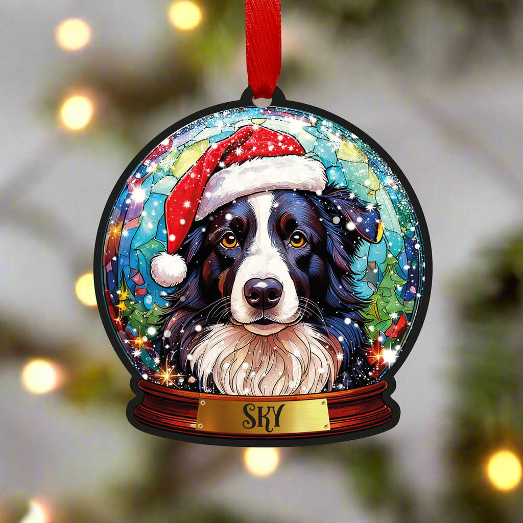 Border Collie Dog Tree Decoration, 1 of 2
