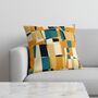 Cushion Cover In Geometric Mid Century Mustard And Teal Abstract Design, thumbnail 6 of 12