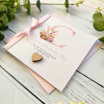 Christening/Baptism Card For Little Girl, Bunny Design Personalised, 5 of 5