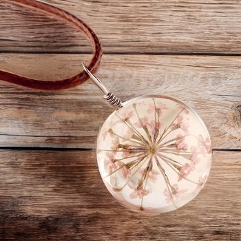 Light Pink Leather Dandelion Pendant Necklace Gift, 7 of 7
