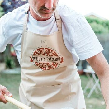 Personalised Daddy BBQ Apron Pizza Apron, 2 of 5