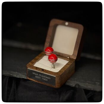 Personalised Red Cricket Ball Cufflinks, 10 of 10