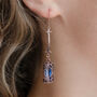 Antique Bronze And Sapphire Blue Stone Drop Earrings, thumbnail 1 of 4