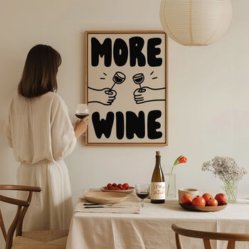 More Wine Hand Drawn Kitchen Wall Art Print, 9 of 10