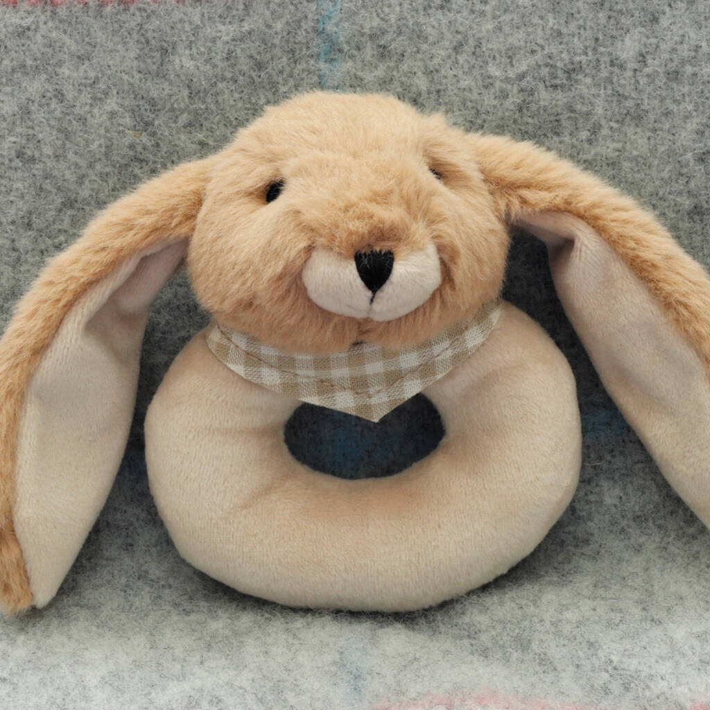 Image of Brown Bunny Toy Rattle Presented In Gift Packaging