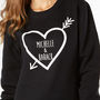 Personalised Love Heart Names Sweatshirt, thumbnail 1 of 3