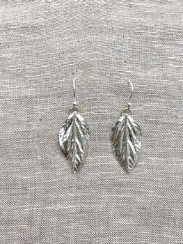 Sterling Silver Leaf Earrings, 2 of 3