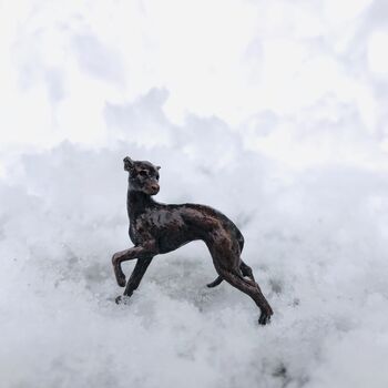 Miniature Bronze Whippet Sculpture 8th Anniversary Gift, 11 of 11