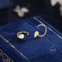 Sterling Silver White Opal Droplet Opal Huggie Hoop Earrings, thumbnail 5 of 11