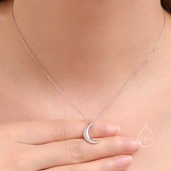 Sterling Silver Crescent Moon Pendant Necklace In Sterling Silver, 6 of 11