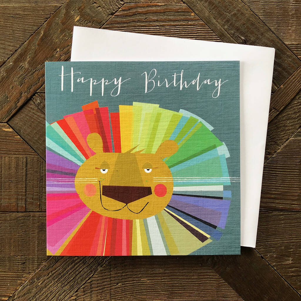 Rainbow Lion Birthday Card By Kali Stileman Publishing