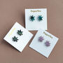 Hand Drawn Star Stud Earrings In Marble Glitter, thumbnail 1 of 6