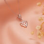 50th Birthday Necklace Silver Pendant Heart And Rose Gold Flower, thumbnail 3 of 5