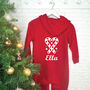 Personalised Candy Cane Kids Christmas Onesie, thumbnail 1 of 4