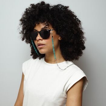 Cooper – Marbled Turquoise And Silver Paperclip Acrylic Glasses Chain, 3 of 6