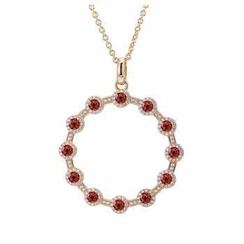 Garnet 18k Gold Plated Large Circle Necklace, 3 of 4