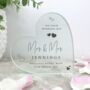 Personalised Wedding Script Text Acrylic Freestanding Heart, thumbnail 1 of 5