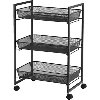 Three Tier Trolley Household Cart Baskets Shelves, 9 of 10