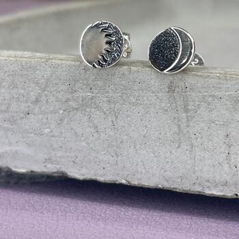 925 Sterling Silver Night And Day Studs, 4 of 10