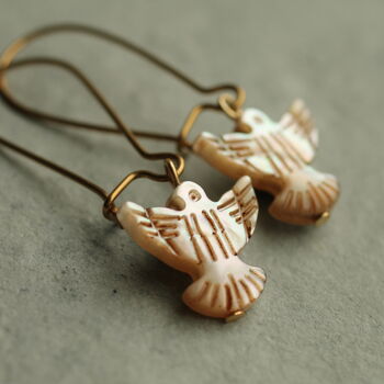 Mother Of Pearl Dove Bird Earrings, 2 of 8