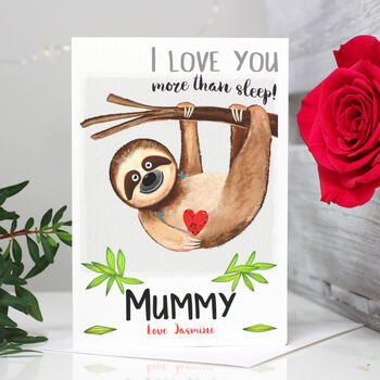 Personalised Sloth 1st Valentine's Card Mummy Daddy, 3 of 6
