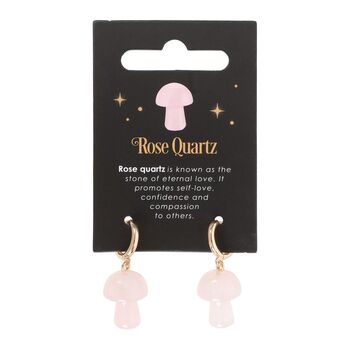 Rose Quartz Crystal Mushroom Earrings, 2 of 4