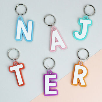 Two Colour Acrylic Initial Keyring, 2 of 4