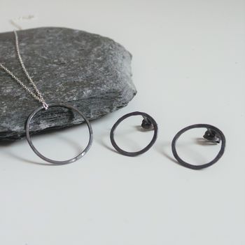 Circle Hammered Sterling Silver Necklace, 4 of 6