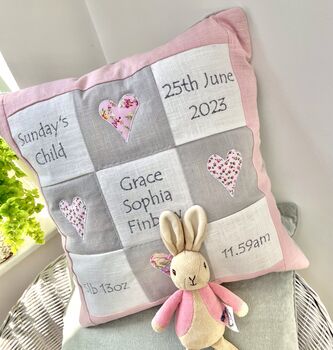 Pink And Grey Ditsy Memory Cushion, 7 of 9