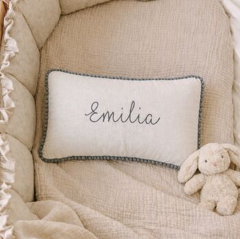 Personalised Name Muslin Nursery Cushion Cover, 3 of 8
