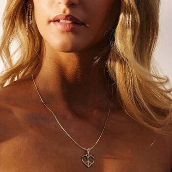Peace Heart Pendant Necklace Gold Plated, 4 of 12