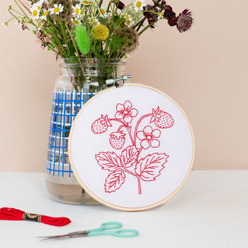 Strawberry Embroidery Hoop Kit, 3 of 5