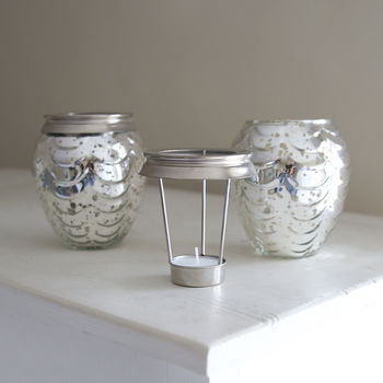 Silvered Ripple Glass Vase Or Tealight Holder, 2 of 3