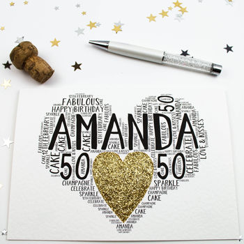 Personalised 50th Birthday Sparkle Card, 5 of 12